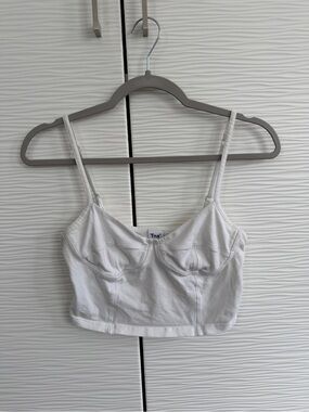 TNA White Cropped Bustier Camisole